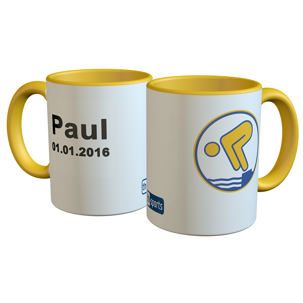 Schwimmabzeichen  Gold Tasse - Namensdruck